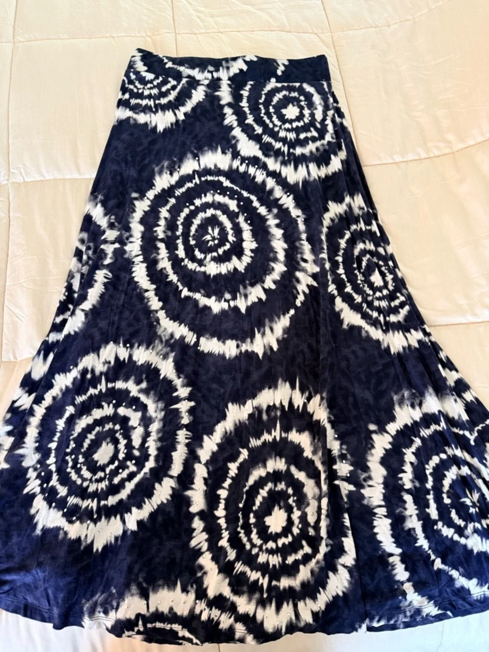 Vintage INC tie dye maxi skirt boho festival  elastic waist comfortable chic Sm